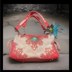 Cowgirl Trendy Pink Concealed Carry PURSE Turquoise Diamond Gem NEW shoulder Bag